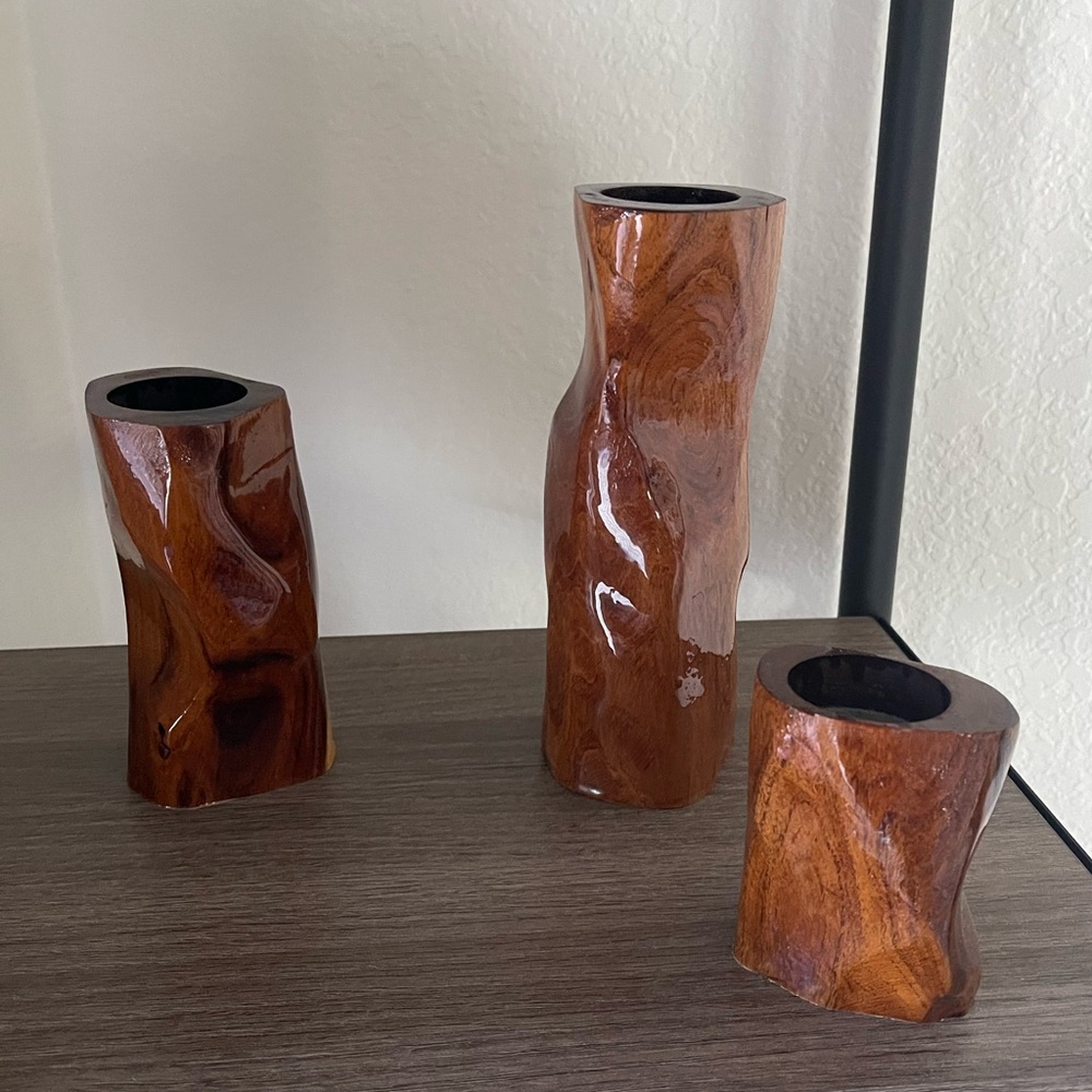 Mesquite Wood Candle Holders